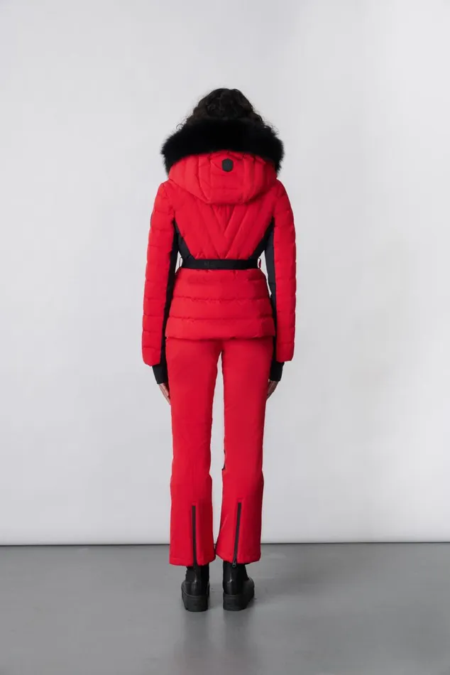Downs and Jackets Women Mackage ELITA Down Ski Jacket With Removable Blue Fox Fur Trim Black