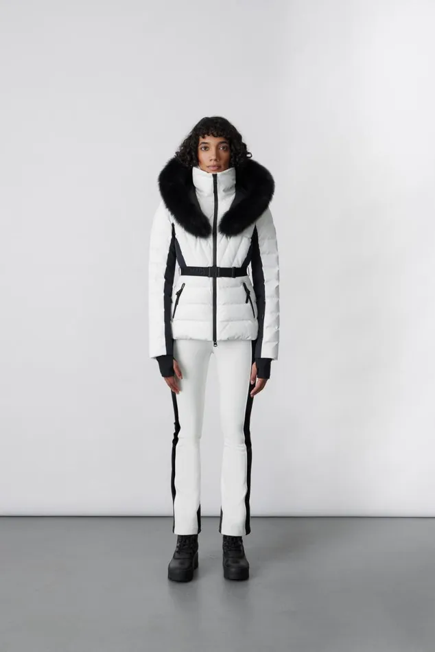 Downs and Jackets Women Mackage ELITA Down Ski Jacket With Removable Blue Fox Fur Trim Black