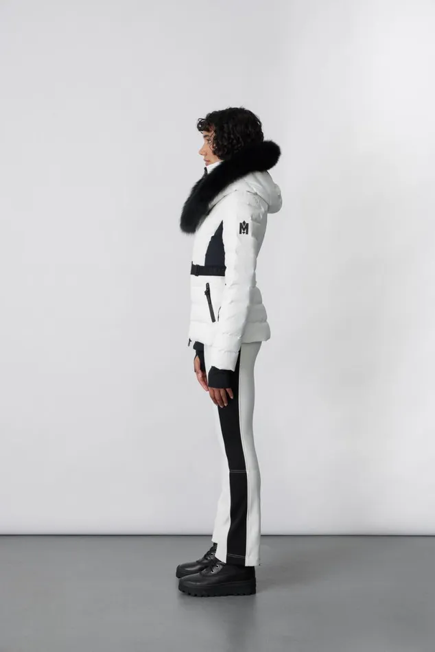 Downs and Jackets Women Mackage ELITA Down Ski Jacket With Removable Blue Fox Fur Trim Black