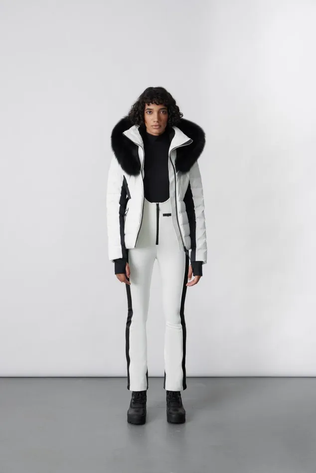Downs and Jackets Women Mackage ELITA Down Ski Jacket With Removable Blue Fox Fur Trim Black
