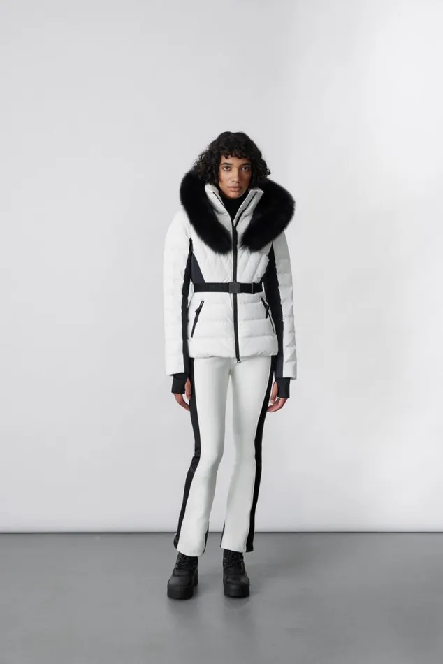 Downs and Jackets Women Mackage ELITA Down Ski Jacket With Removable Blue Fox Fur Trim Black