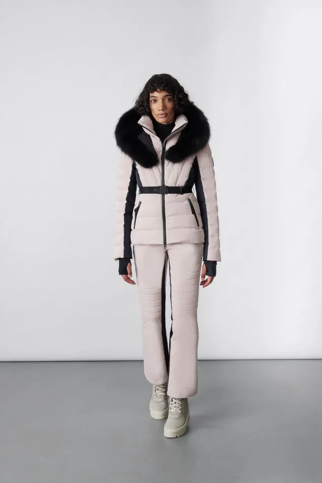 Downs and Jackets Women Mackage ELITA Down Ski Jacket With Removable Blue Fox Fur Trim Black