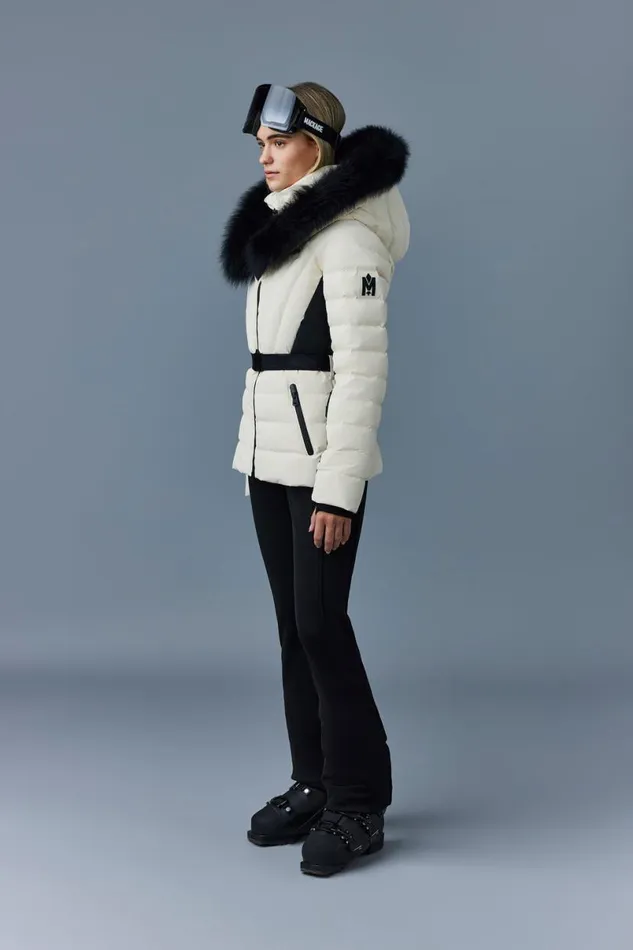 Downs and Jackets Women Mackage ELITA Down Ski Jacket With Removable Blue Fox Fur Trim Black