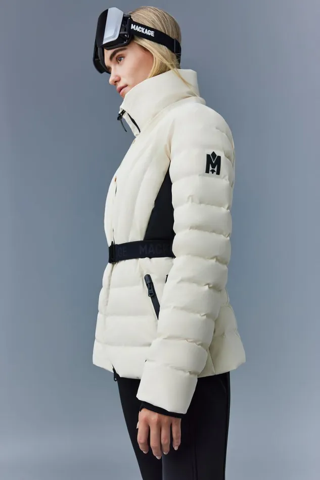 Downs and Jackets Women Mackage ELITA Down Ski Jacket With Removable Blue Fox Fur Trim Black