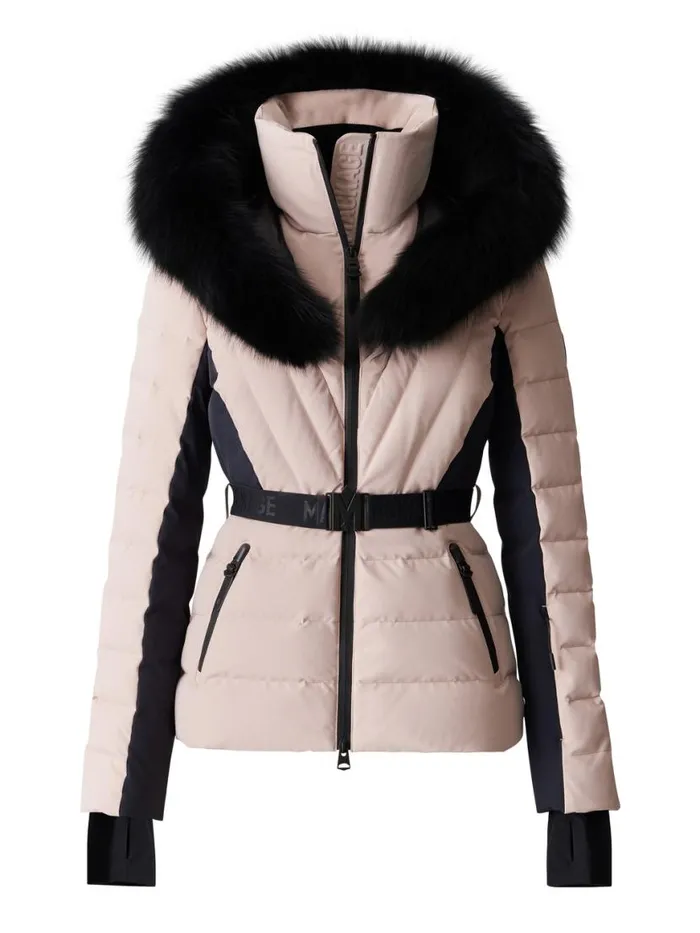 Downs and Jackets Women Mackage ELITA Down Ski Jacket With Removable Blue Fox Fur Trim Black