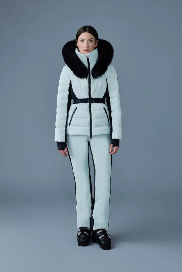 Downs and Jackets Women Mackage ELITA Down Ski Jacket With Removable Blue Fox Fur Trim Black