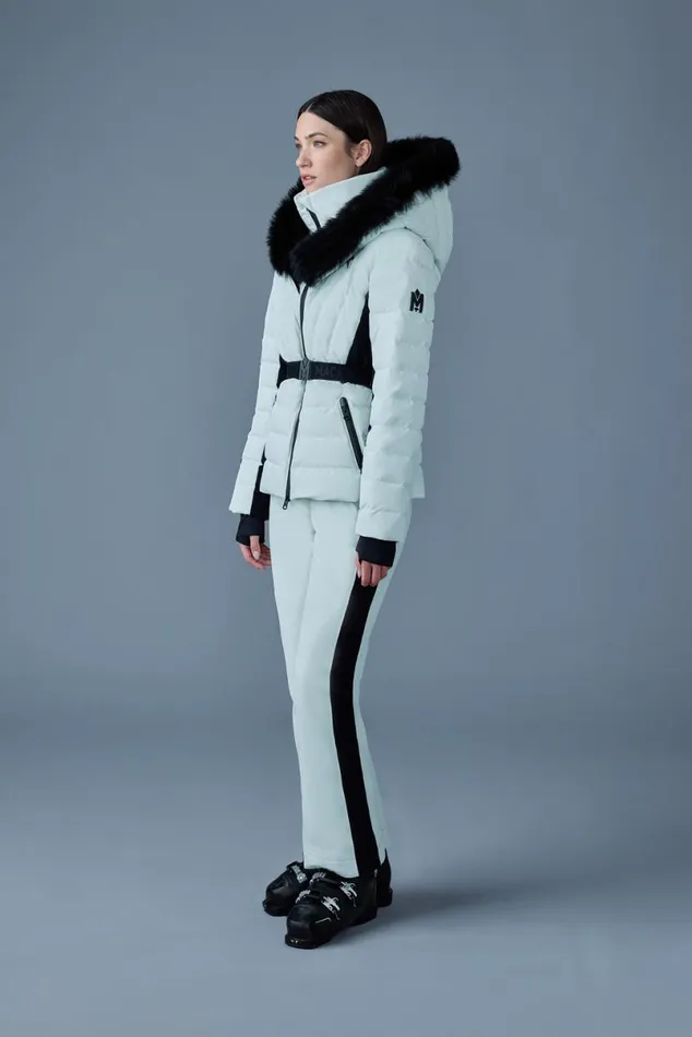 Downs and Jackets Women Mackage ELITA Down Ski Jacket With Removable Blue Fox Fur Trim Black