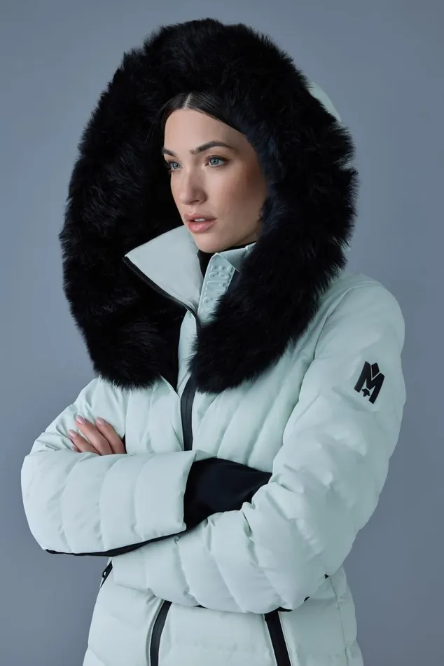 Downs and Jackets Women Mackage ELITA Down Ski Jacket With Removable Blue Fox Fur Trim Black