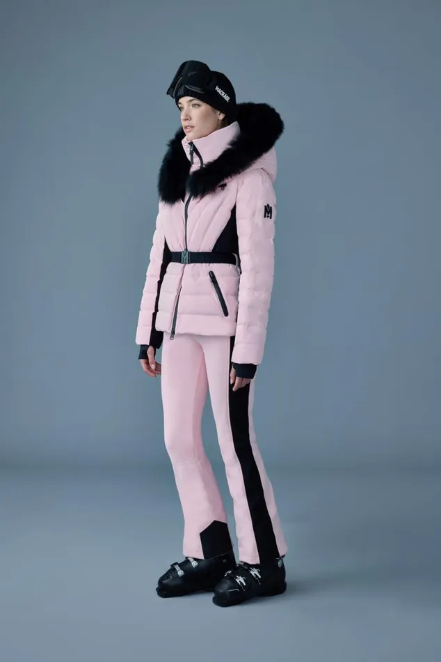 Downs and Jackets Women Mackage ELITA Down Ski Jacket With Removable Blue Fox Fur Trim Black