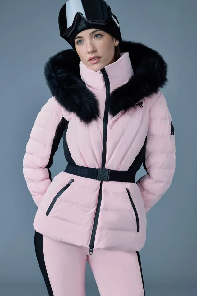 Downs and Jackets Women Mackage ELITA Down Ski Jacket With Removable Blue Fox Fur Trim Black