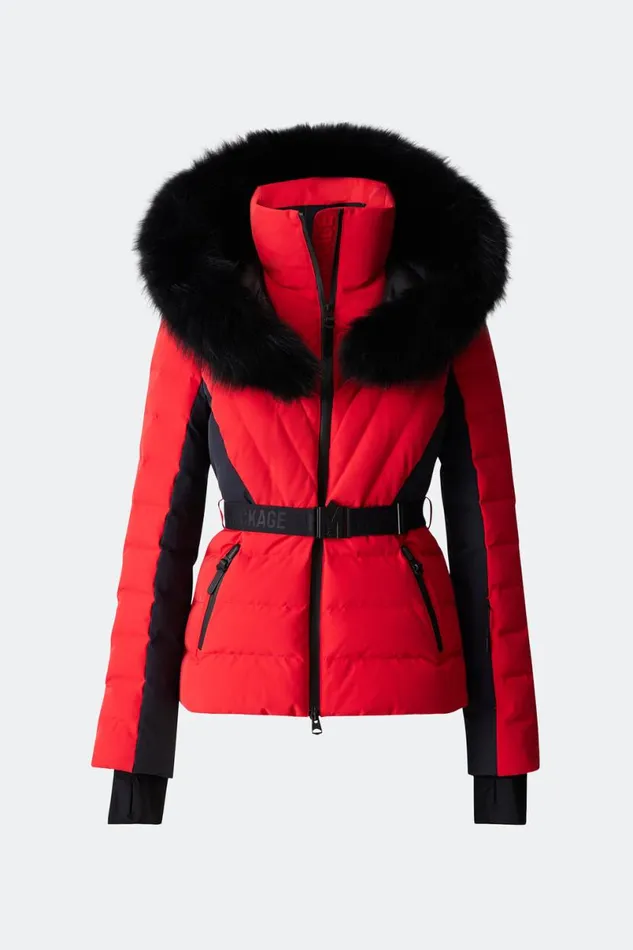 Downs and Jackets Women Mackage ELITA Down Ski Jacket With Removable Blue Fox Fur Trim Black