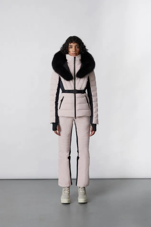 Downs and Jackets Women Mackage ELITA Down Ski Jacket With Removable Blue Fox Fur Trim Black
