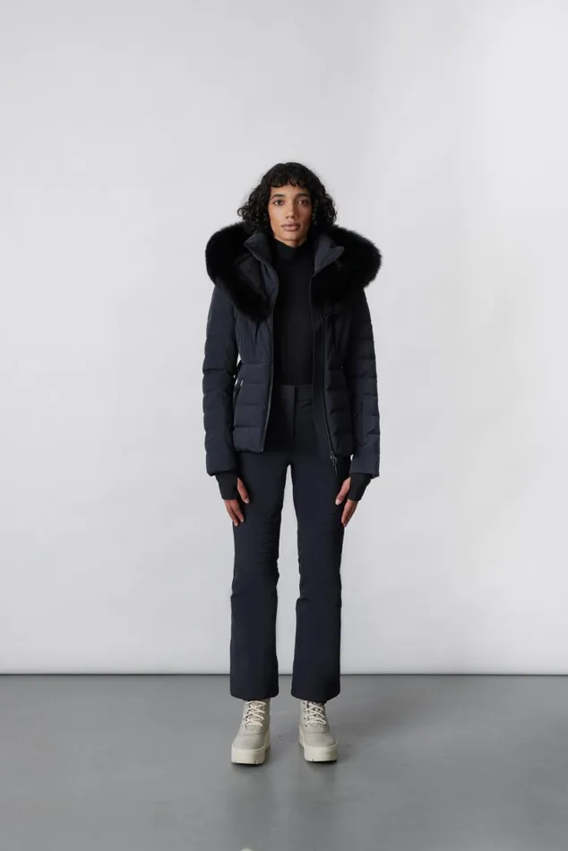 Downs and Jackets Women Mackage ELITA Down Ski Jacket With Removable Blue Fox Fur Trim Black