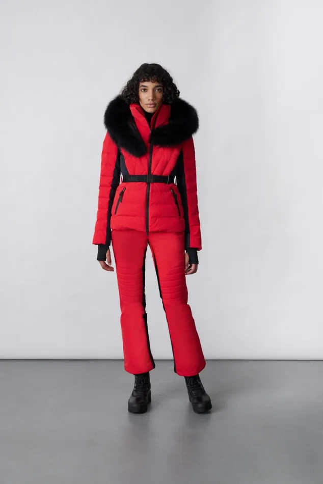Downs and Jackets Women Mackage ELITA Down Ski Jacket With Removable Blue Fox Fur Trim Black