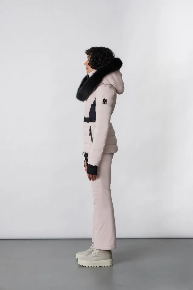 Downs and Jackets Women Mackage ELITA Down Ski Jacket With Removable Blue Fox Fur Trim Black