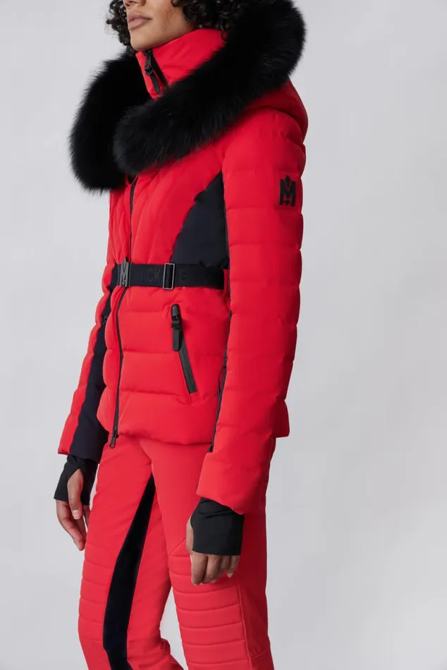 Downs and Jackets Women Mackage ELITA Down Ski Jacket With Removable Blue Fox Fur Trim Black