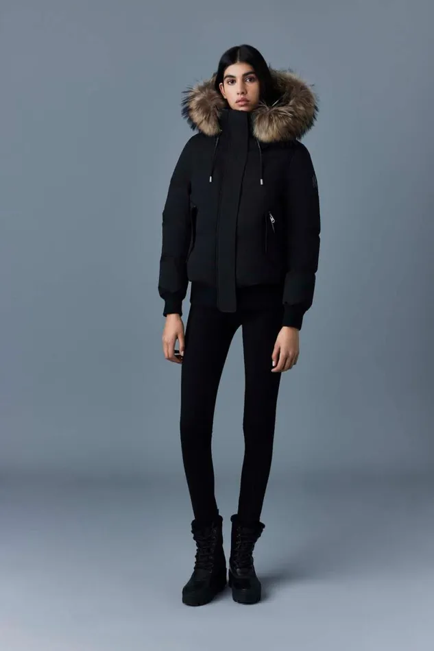 Downs and Jackets Women Mackage NEFIFZ Down Jacket With Removable Fur Trimmed Hood Cream