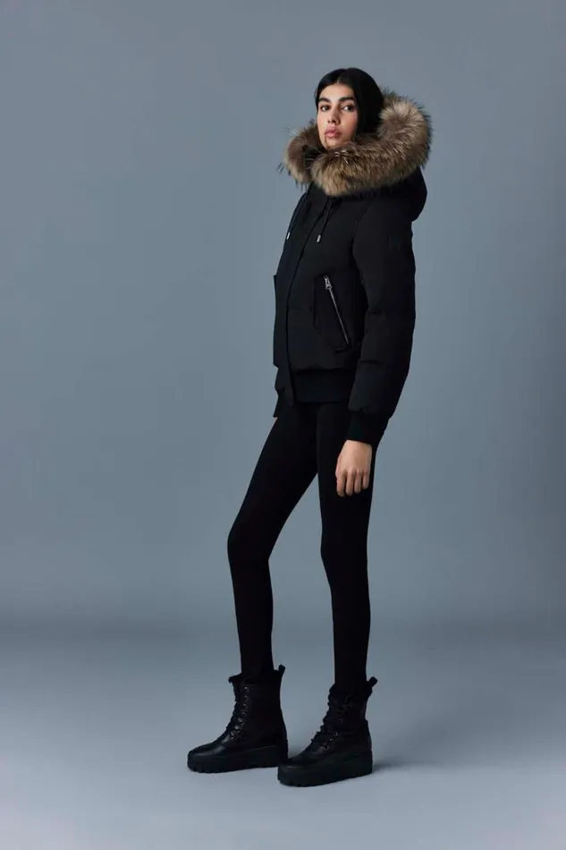 Downs and Jackets Women Mackage NEFIFZ Down Jacket With Removable Fur Trimmed Hood Cream