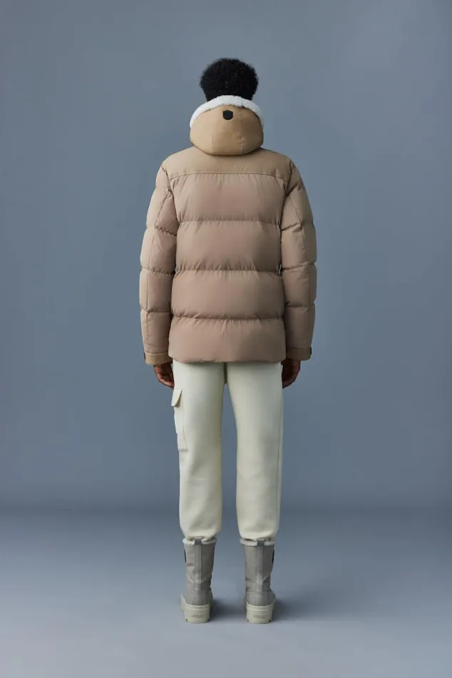 Downs and Parkas Men Mackage RILEY Classic Down Jacket With Removable Shearling Bib Black