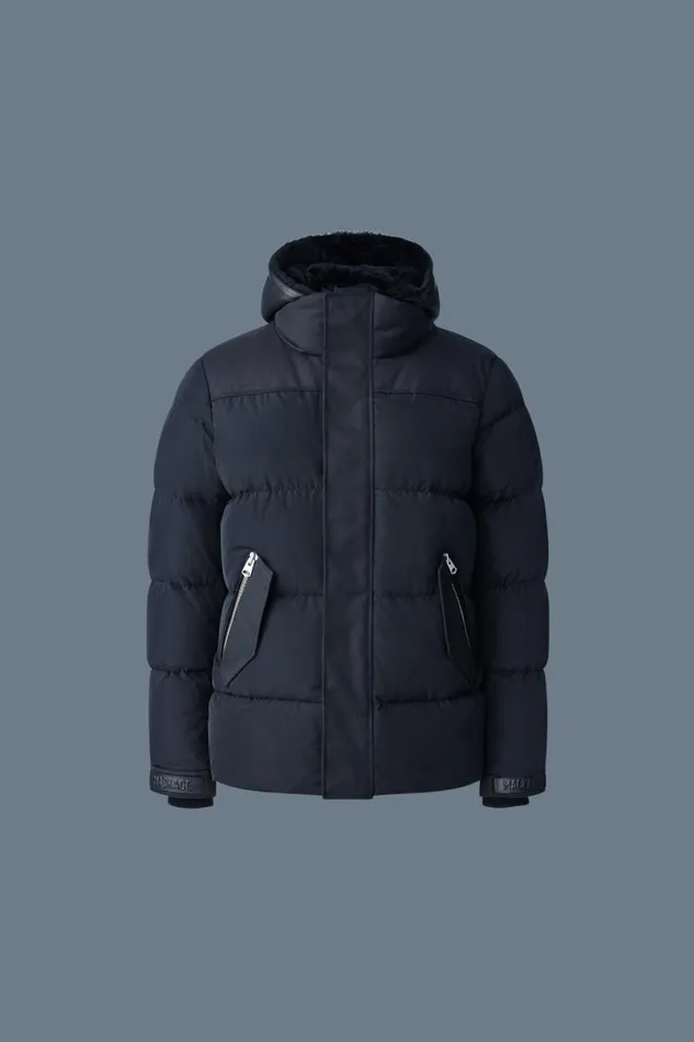 Downs and Parkas Men Mackage RILEY Classic Down Jacket With Removable Shearling Bib Black