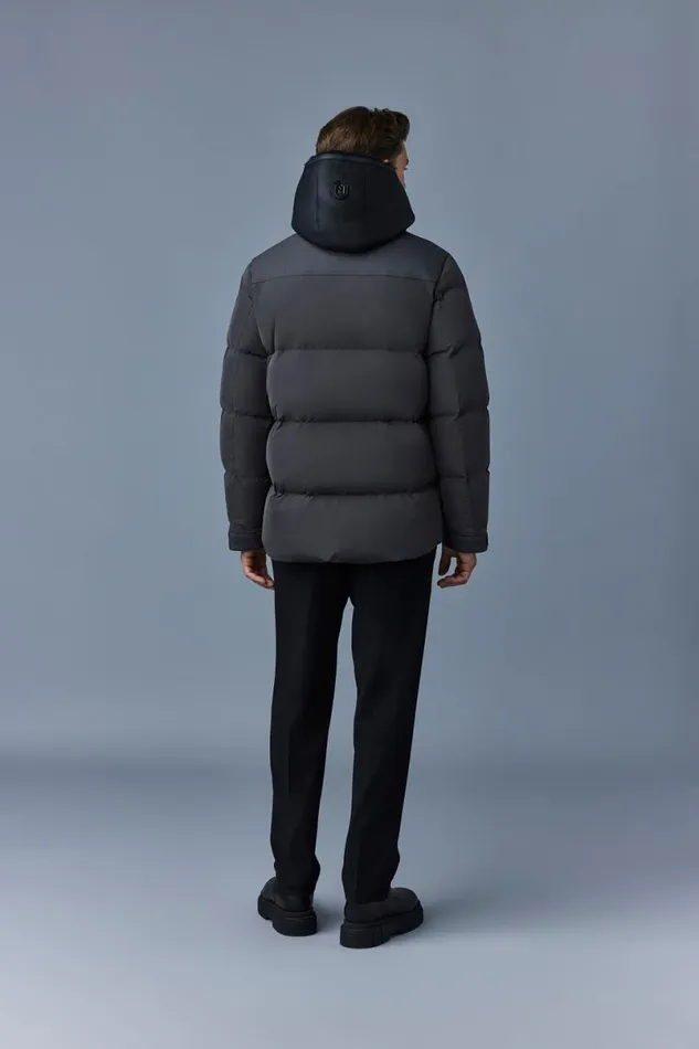 Downs and Parkas Men Mackage RILEY Classic Down Jacket With Removable Shearling Bib Black
