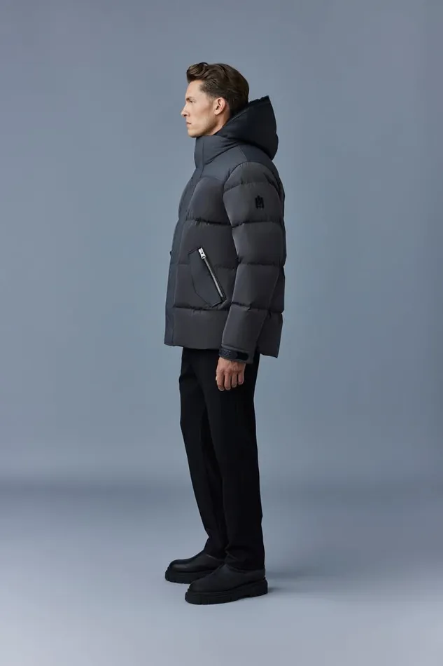 Downs and Parkas Men Mackage RILEY Classic Down Jacket With Removable Shearling Bib Black