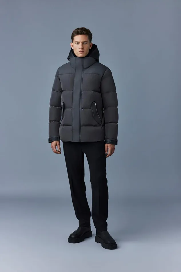 Downs and Parkas Men Mackage RILEY Classic Down Jacket With Removable Shearling Bib Black