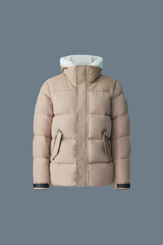 Downs and Parkas Men Mackage RILEY Classic Down Jacket With Removable Shearling Bib Black