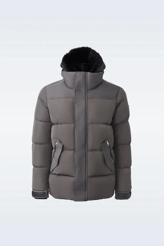 Downs and Parkas Men Mackage RILEY Classic Down Jacket With Removable Shearling Bib Black