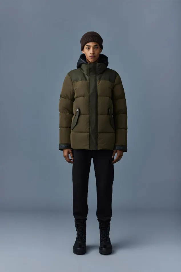 Downs and Parkas Men Mackage RILEY Classic Down Jacket With Removable Shearling Bib Black