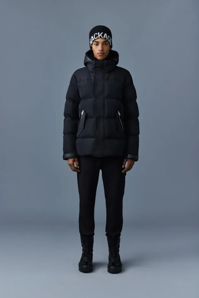 Downs and Parkas Men Mackage RILEY Classic Down Jacket With Removable Shearling Bib Black