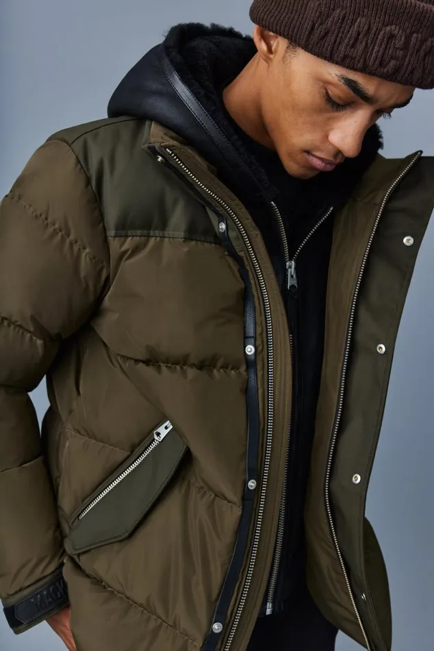 Downs and Parkas Men Mackage RILEY Classic Down Jacket With Removable Shearling Bib Black