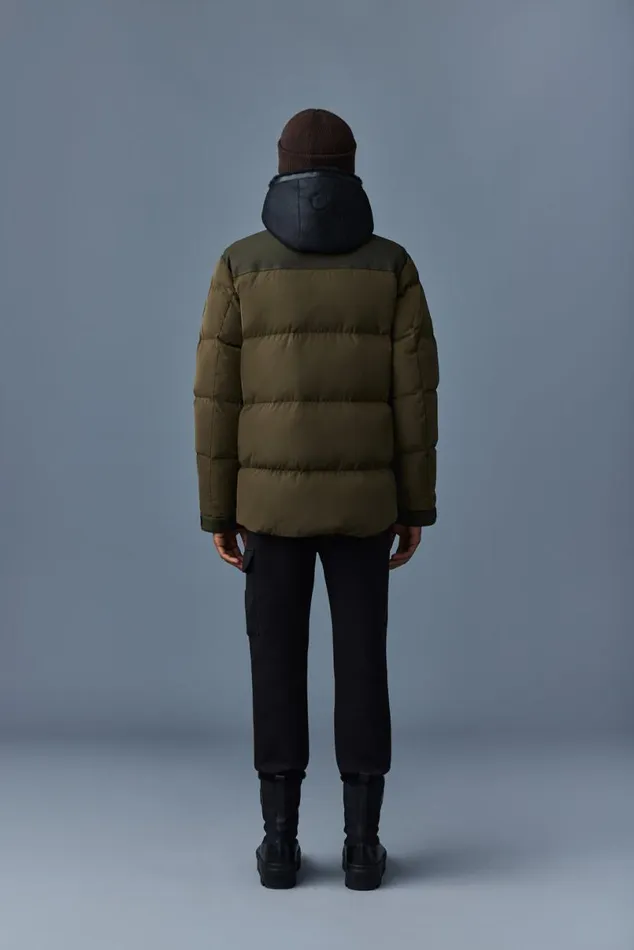 Downs and Parkas Men Mackage RILEY Classic Down Jacket With Removable Shearling Bib Black