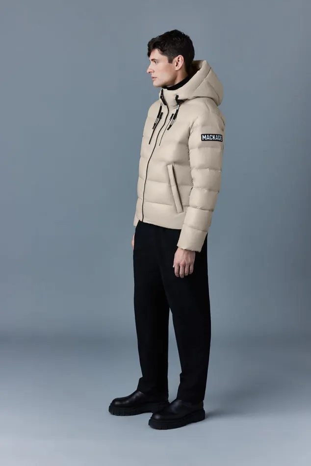 Downs and Parkas Men Mackage VICTOR Lustrous Light Down Jacket With Hood For Men Black
