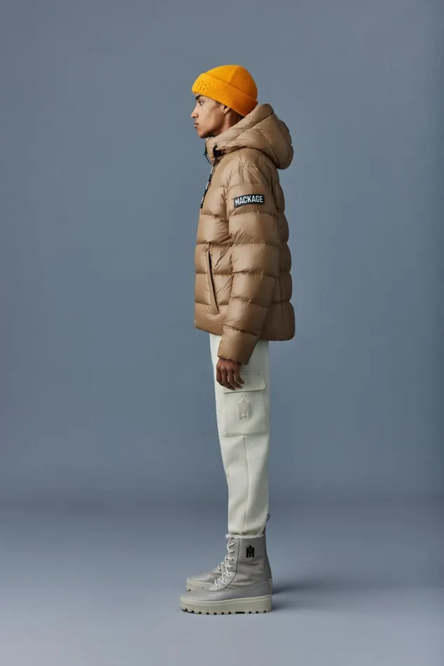 Downs and Parkas Men Mackage VICTOR Lustrous Light Down Jacket With Hood For Men Black