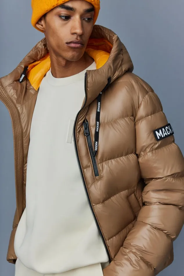 Downs and Parkas Men Mackage VICTOR Lustrous Light Down Jacket With Hood For Men Black