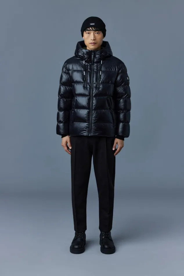 Downs and Parkas Men Mackage VICTOR Lustrous Light Down Jacket With Hood For Men Black