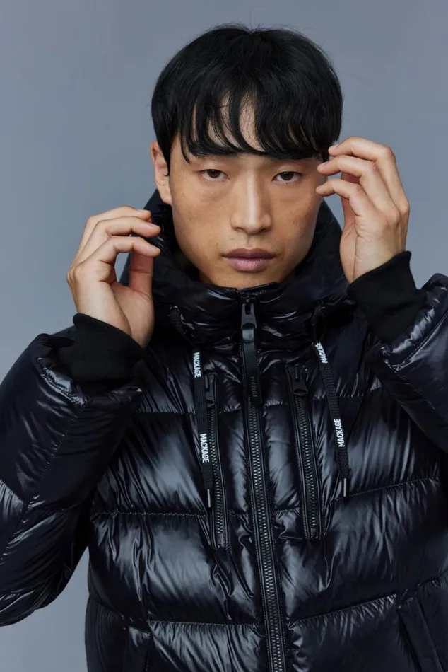 Downs and Parkas Men Mackage VICTOR Lustrous Light Down Jacket With Hood For Men Black