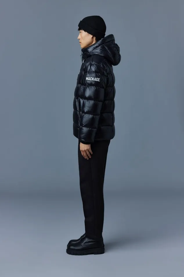 Downs and Parkas Men Mackage VICTOR Lustrous Light Down Jacket With Hood For Men Black