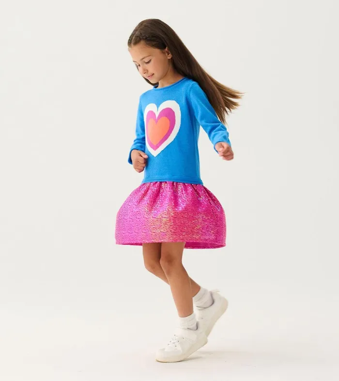 Dresses Girls Hatley Girls Hearts Dropped Waist Sweater Dress