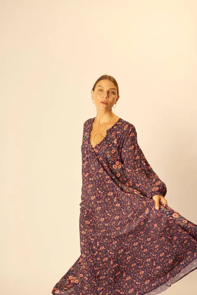 Dresses Shop Natalie Martin FIORE MAXI Petite Fleur Aubergine