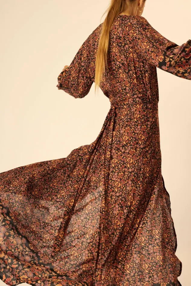 Dresses Shop Natalie Martin KATE LONG SLEEVE MAXI Petite Fleur Noire