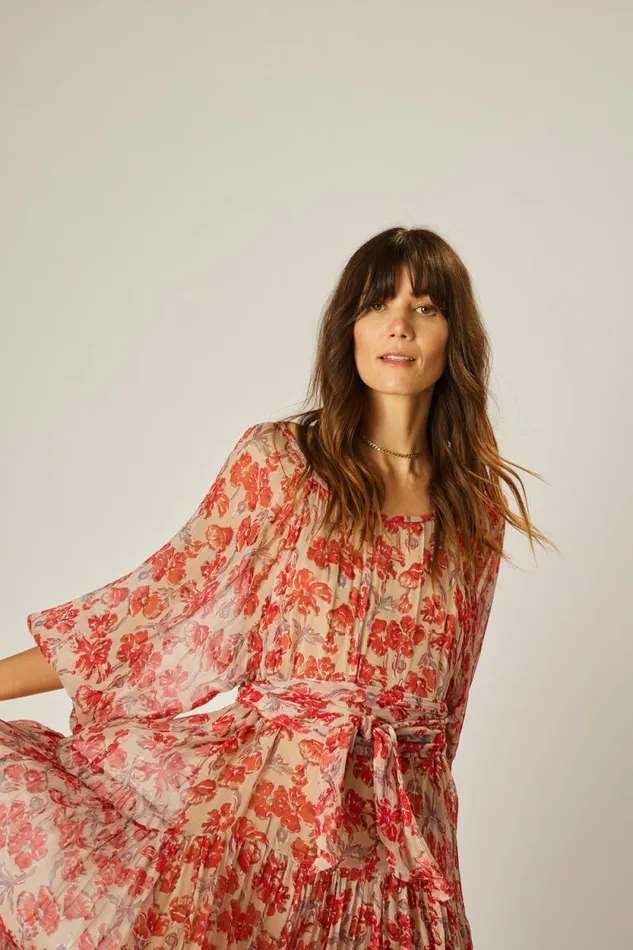 Dresses Shop Natalie Martin LAINEY DRESS Chiffon Watercolor Dove