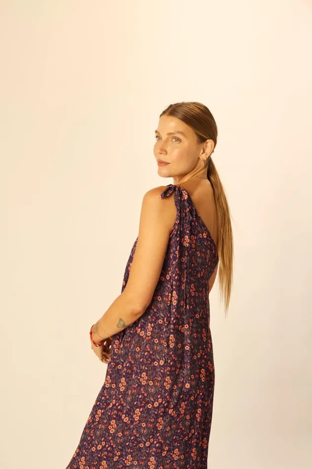 Dresses Shop Natalie Martin LOLA DRESS Petite Fleur Aubergine