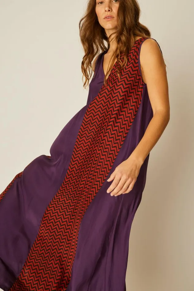 Dresses Shop Natalie Martin TOVA MAXI Block Zigzag Aubergine