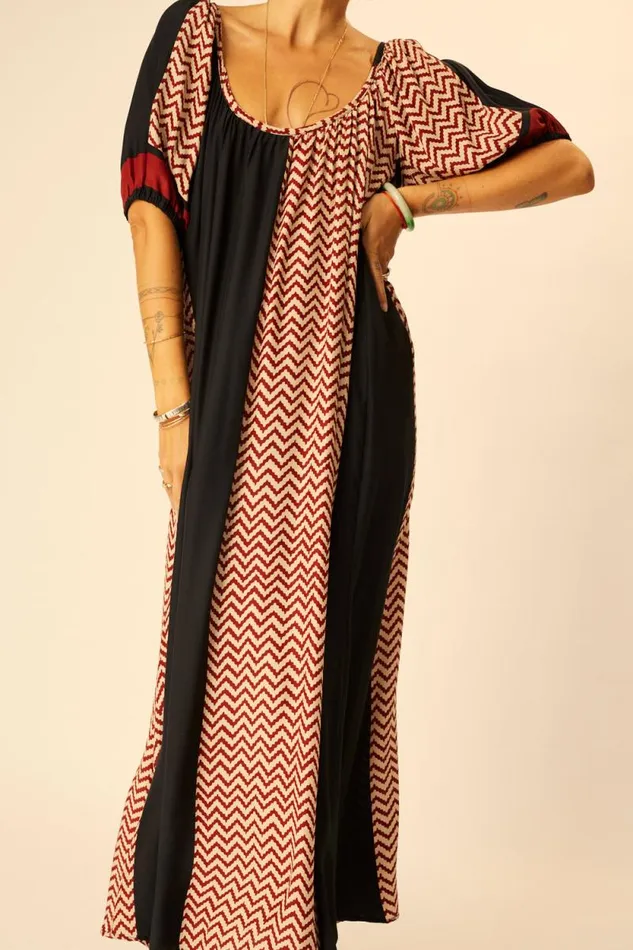 Dresses Shop Natalie Martin VIVI DRESS Block Zigzag Noire