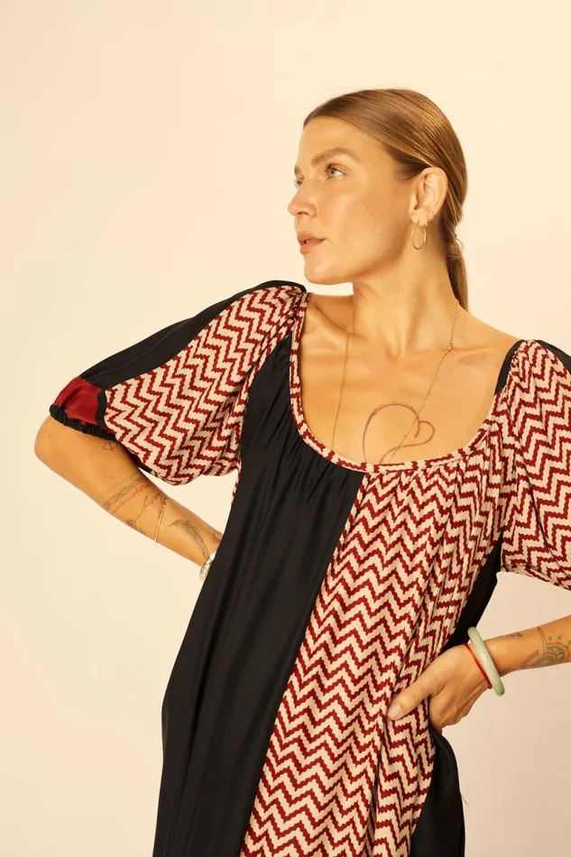 Dresses Shop Natalie Martin VIVI DRESS Block Zigzag Noire