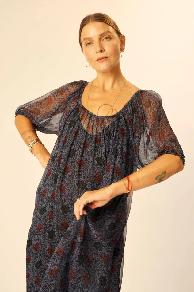 Dresses Shop Natalie Martin VIVI DRESS Snowflake Steel Blue