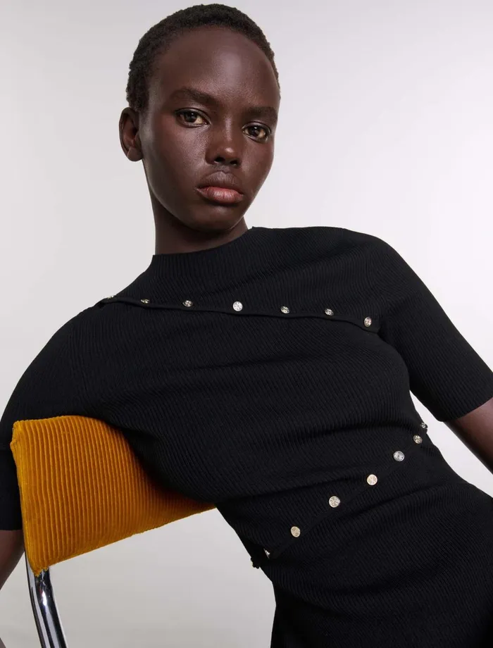 Dresses Women Maje Dress In Ribbed Knit Black