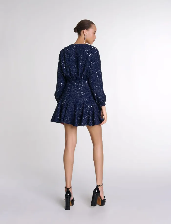 Dresses Women Maje Short Sequin Dress Navy